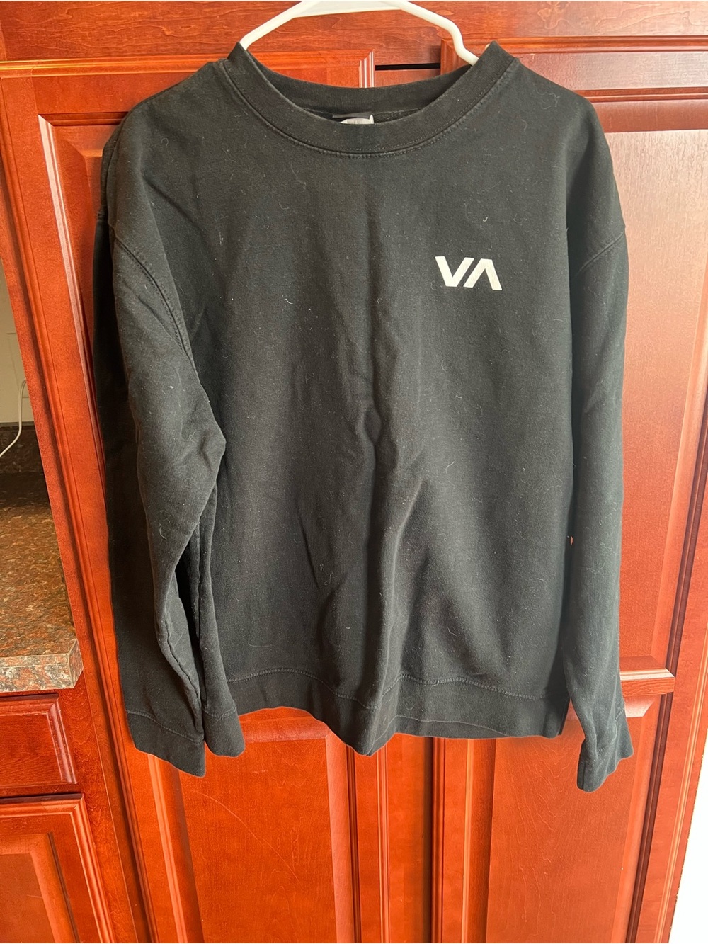 RVCA Black Sweatshirt with White VA Chest Logo
